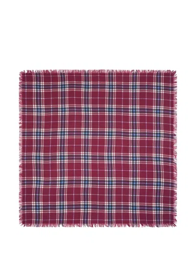 Bompard Tartan Fringed Scarf In Red