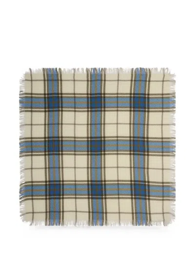 Bompard Tartan-print Fringed Scarf In Gray