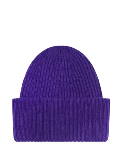 Bompard Tim Ribbed Cashmere Beanie Hat In Purple