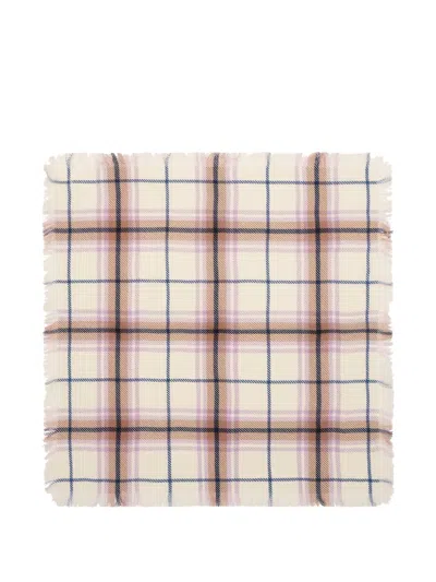 Bompard Twill Tartan Scarf In Neutral