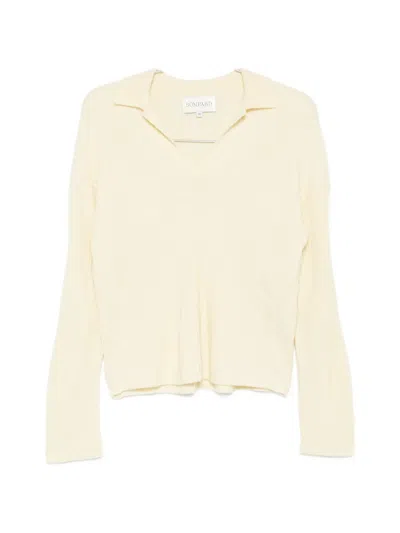 Bompard Two-tone Ribbed Polo Top In Neutral
