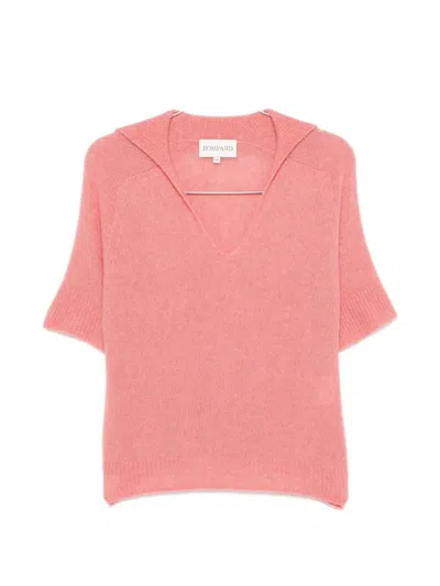 Bompard V-neck Short-sleeve Polo Top In Pink