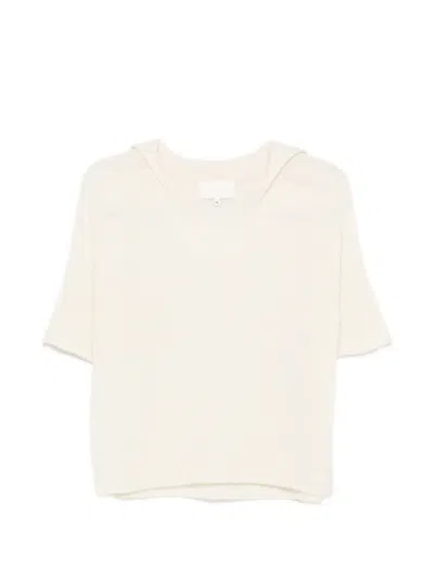 Bompard V-neck Short-sleeve Sweater In Neutral