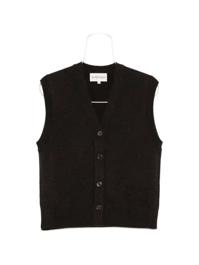 Bompard V-neck Sleeveless Cardigan In Brown