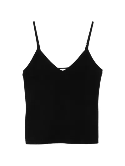 Bompard V-neck Spaghetti-strap Tank Top In Black