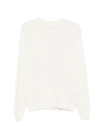 Bompard Waffle-knit Round-neck Sweater In White