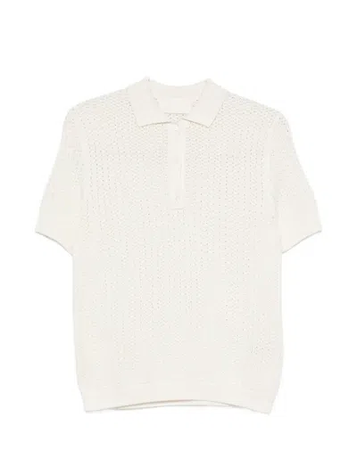 Bompard Waffle Pointelle Polo Shirt In White