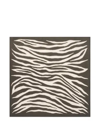 Bompard Zebra-print Square Scarf In Black