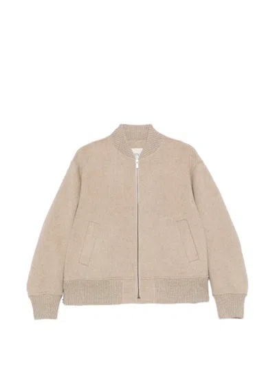 Bompard Zip Bomber Jacket In Neutrals