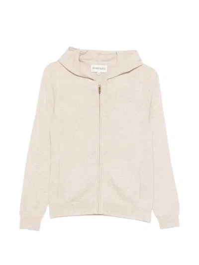 Bompard Zip Hooded Cardigan In Neutral