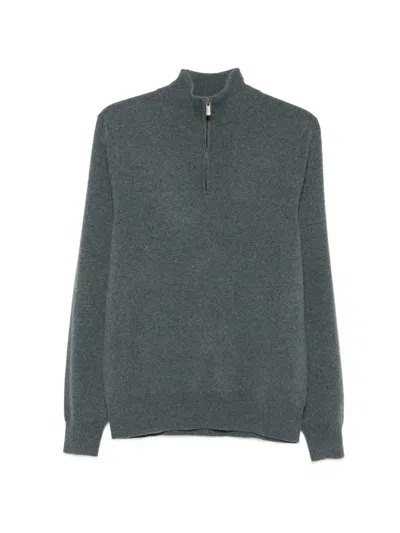 Bompard Zip-neck Cashmere Knit In Green