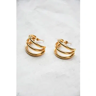Bon Bon Fistral 18k Gold Tripe Hoop Earrings