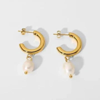 Bon Bon Fistral Gold Hoop And Drop Peal Earring