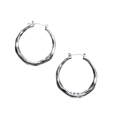 Bon Bon Fistral Hammered Silver Hoop Earrings In Metallic