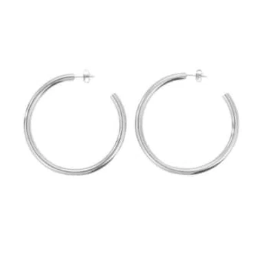 Bon Bon Fistral Silver Large Thick Hoop Earrings In Metallic