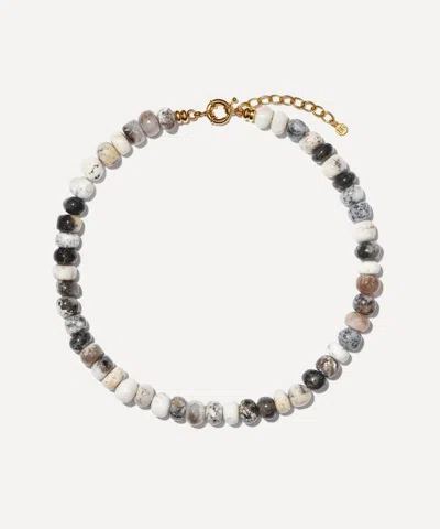 Bon Bon Jewellery Club 14ct Gold-plated Vermeil Brass Dendrite Opal Bead Necklace In Multi