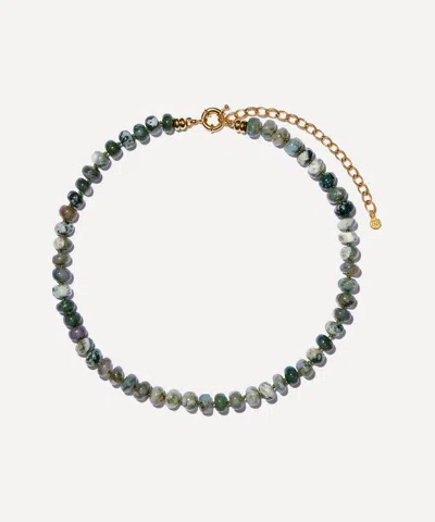 Bon Bon Jewellery Club 14ct Gold-plated Vermeil Brass Mother Earth Bead Necklace In Green