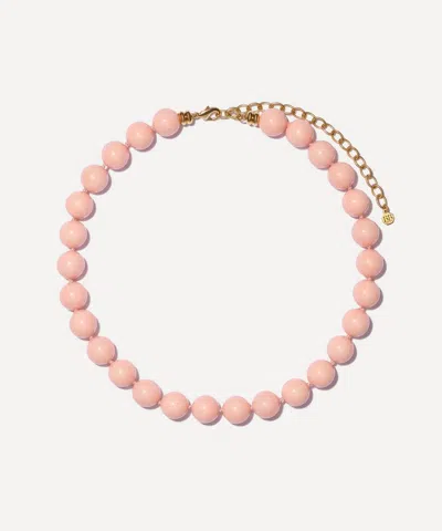 Bon Bon Jewellery Club 14ct Gold-plated Vermeil Brass Peach Shell Pearl Necklace In Pink