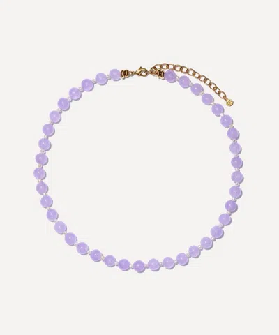 Bon Bon Jewellery Club 14ct Gold-plated Vermeil Brass Sweet Jade And Pearl Necklace In Purple