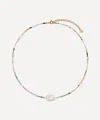 Bon Bon Jewellery Club 14ct Gold-plated Vermeil Brass Tourmaline And Pearl Necklace