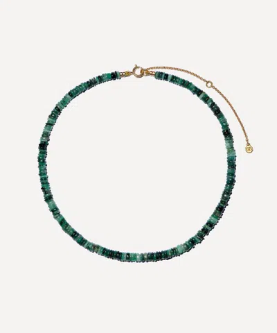 Bon Bon Jewellery Club 14ct Gold-plated Vermeil Silver Emerald Bead Necklace In Green