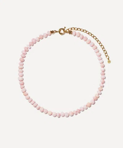 Bon Bon Jewellery Club 14ct Gold-plated Vermeil Silver Marshmallow Opal Bead Necklace In Pink