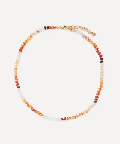 Bon Bon Jewellery Club 14ct Gold-plated Vermeil Silver Mexican Fire Opal Beaded Necklace In Multi