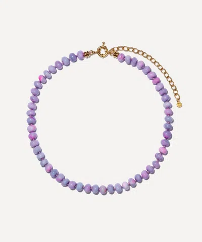 Bon Bon Jewellery Club 14ct Gold-plated Vermeil Silver Orchid Opal Bead Necklace In Purple