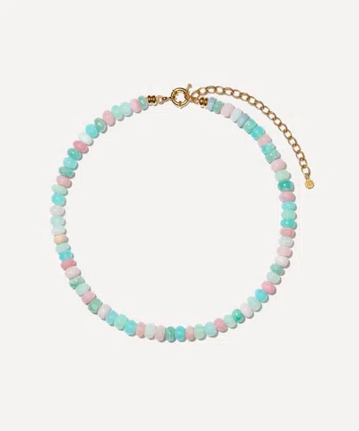 Bon Bon Jewellery Club 14ct Gold-plated Vermeil Silver Smooth Candy Pastel Opal Bead Necklace In Multi