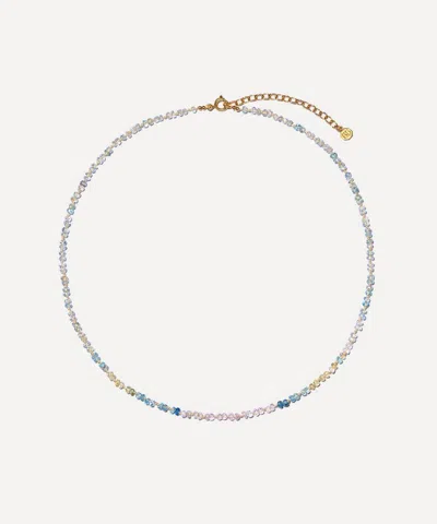 Bon Bon Jewellery Club 14ct Gold-plated Vermeil Silver Tranquillity Aquamarine Bead Necklace In Multi