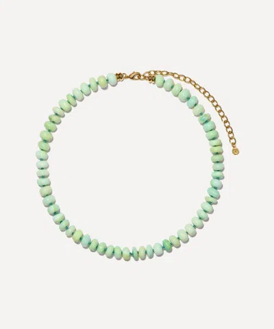 Bon Bon Jewellery Club 14ct Gold-plated Vermeil Silver Wellness Green Opal Bead Necklace