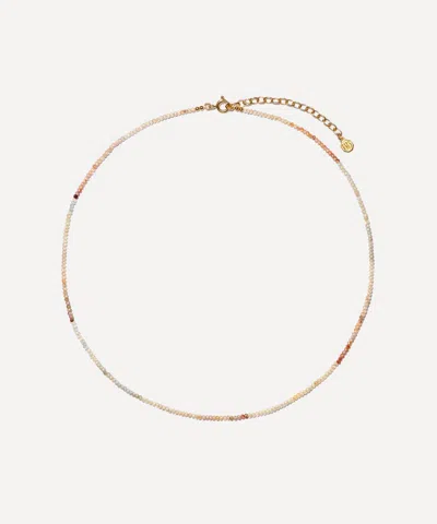 Bon Bon Jewellery Club 14ct Gold-plated Vermeil Silver Zircon Skinny Bead Necklace In Multi