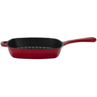 Bon Chef 10.25" Cast Iron Square Grill Pan In Black;red