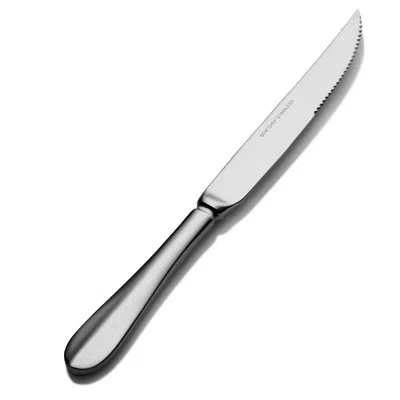 Bon Chef Chambers Euro Solid Handle 9.42" Serrated Steak Knife In Stainless Steel