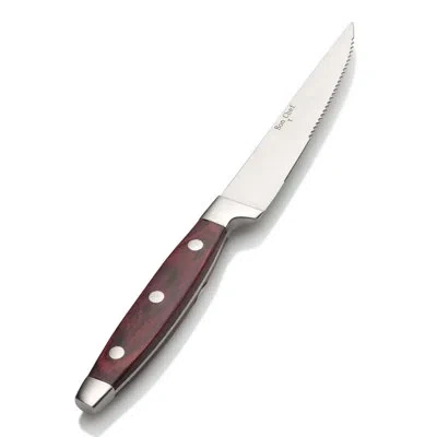 Bon Chef Elegant Pakka Wood Handle Serrated Steak Knife In Stainless Steel