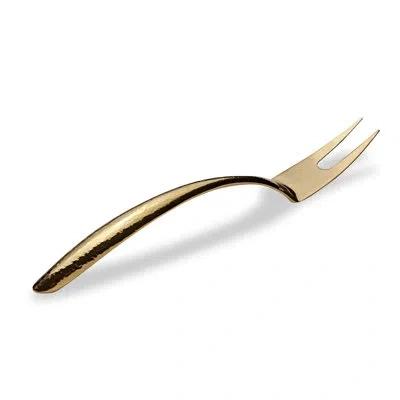 Bon Chef Serving Fork In Hammered Finish Gold