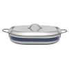 Bon Chef Stainless Steel Rectangular Braiser With Lid In Cobalt Blue