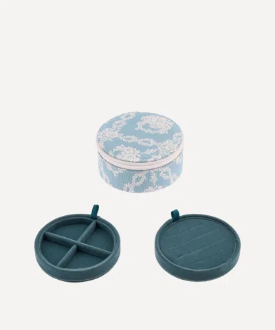 Bon Dep X Bridgerton Garland Hampers Tana Lawn Cotton Round Jewellery Box In Blue