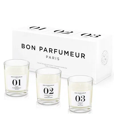 Bon Parfumeur Mini Candles Set - 01, 02, 03 In White