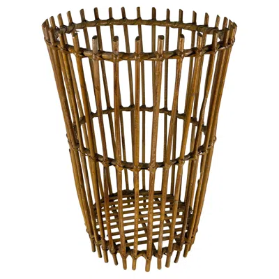 Pre-owned Bonacina Mid-century Bamboo Umbrella Stand, Made In Italy, 1960s In Brown