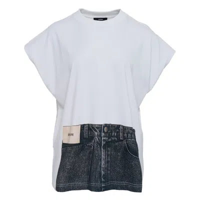 Bonbom Archive Print Wide-shoulder Tee In White