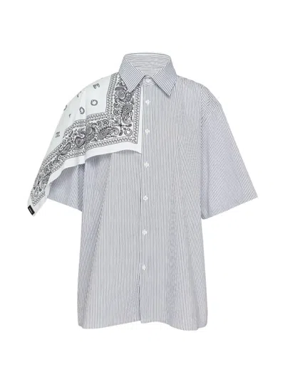Bonbom Bandana-detail Striped Shirt In White