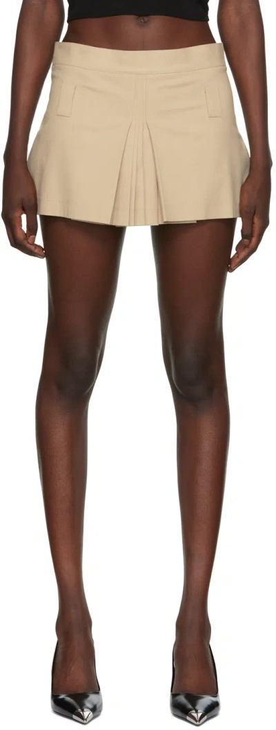 Bonbom Beige Pleated Miniskirt