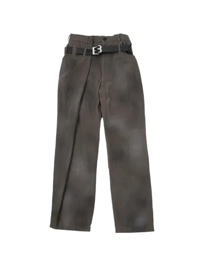 Bonbom Belt-press-made Tuck Trousers In Grey