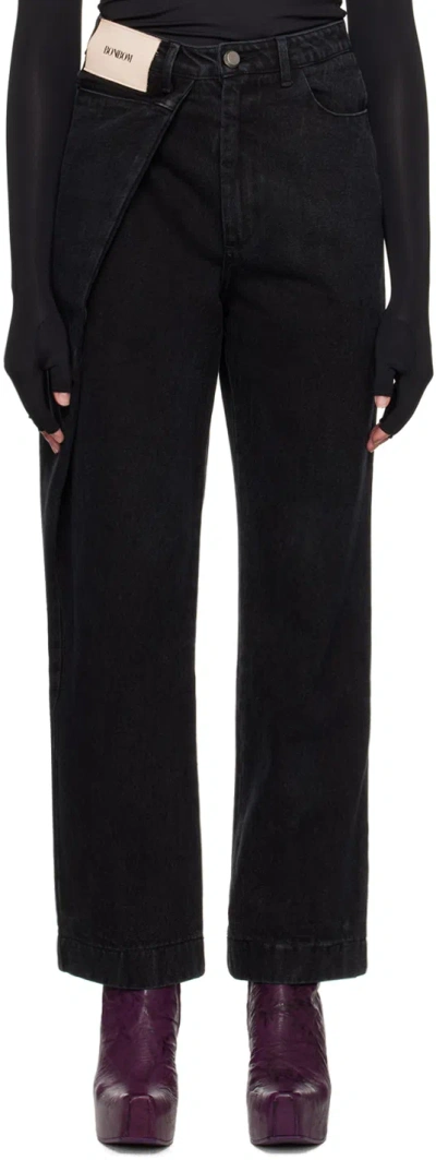 Bonbom Black Tuck Jeans In Washed Black