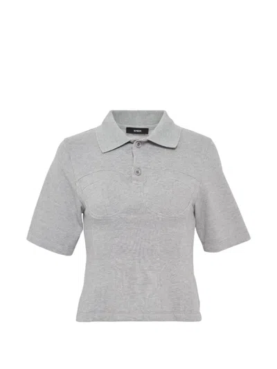 Bonbom Corset Pique Polo Top In Gray
