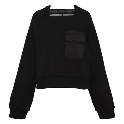 Bonbom Detachable Logo Tag Chest Pocket Top In Black