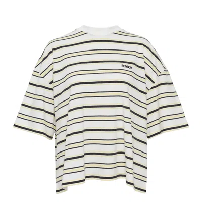 Bonbom Frame Back Crop Half Sleeve T-shirt In White