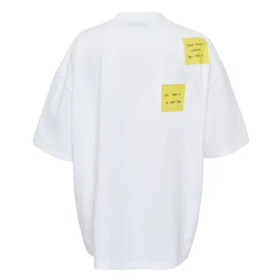 Bonbom Front Typo & Back Post-it T-shirt In White