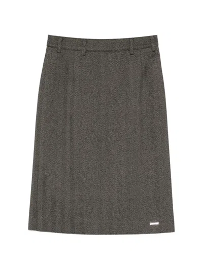 Bonbom Herringbone-pattern Skirt In Gray